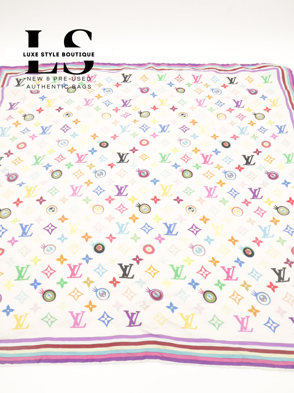 Louis Vuitton x Takashi Murakami "Eye Love You" Silk Scarf