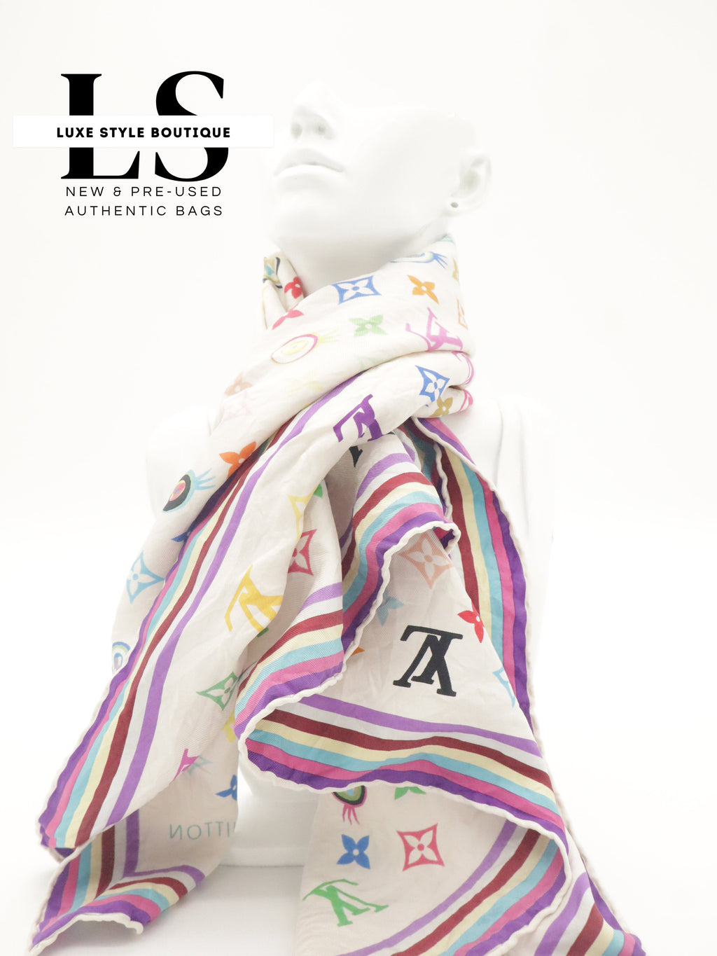 Louis Vuitton x Takashi Murakami "Eye Love You" Silk Scarf